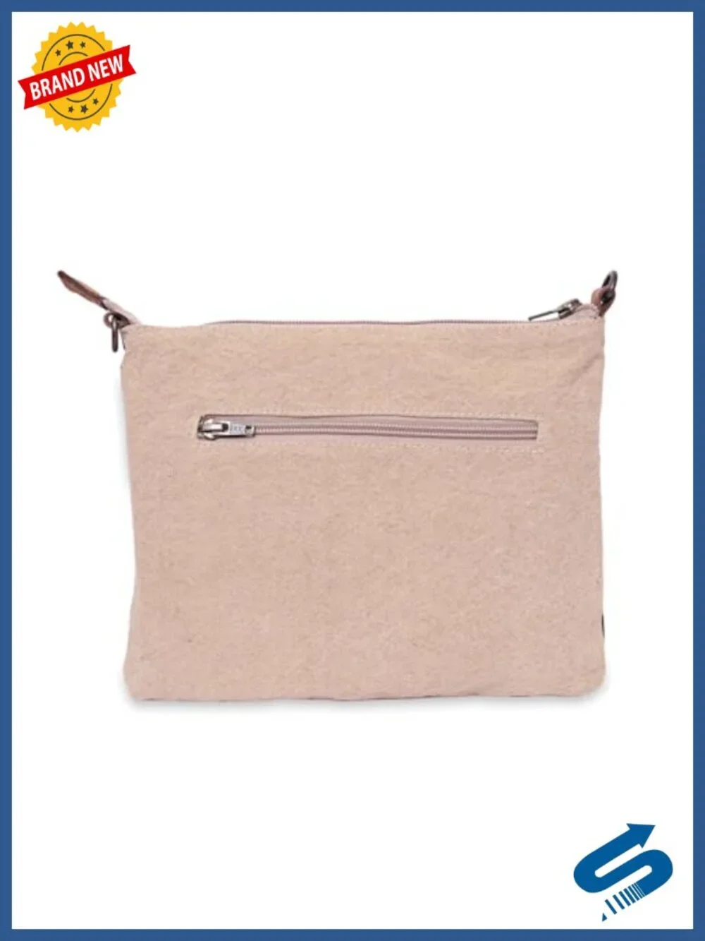 Canvas Crossbody Bag with Genuine Leather Handles Wristlet